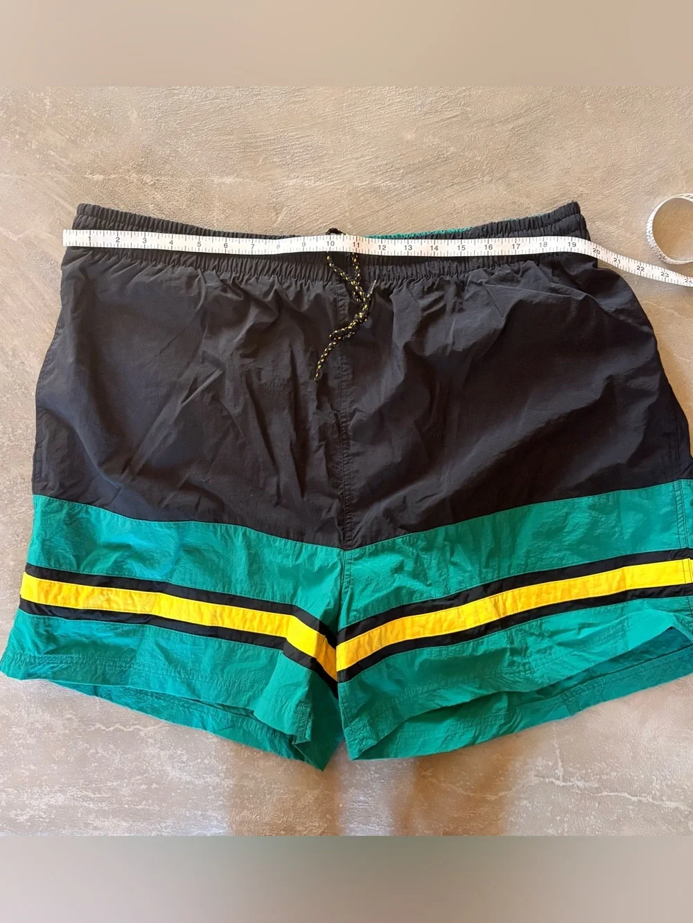 HB vintage-style Pierre Cardin color block swim shorts chevron stripe design. 2X